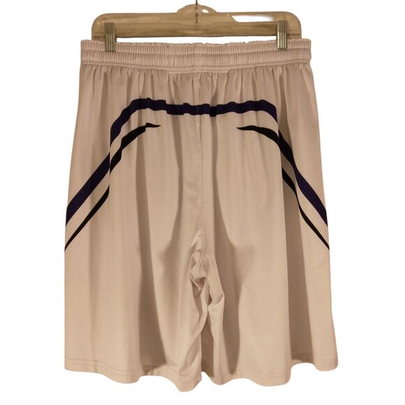 Under Armour shorts mens L Large white purple basketball gym drawstring athletic - Picture 2 of 7